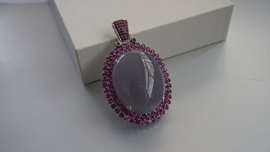 Purple Jade and Ruby Pendant